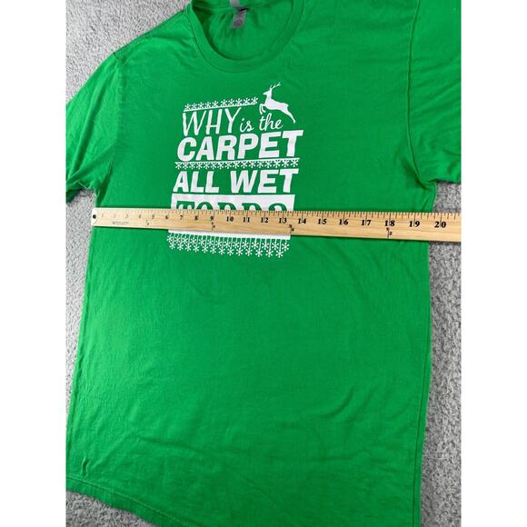 National Lampoons Christmas Vacation Shirt Mens Large Green Why Is Carpet Wet - Picture 9 of 11